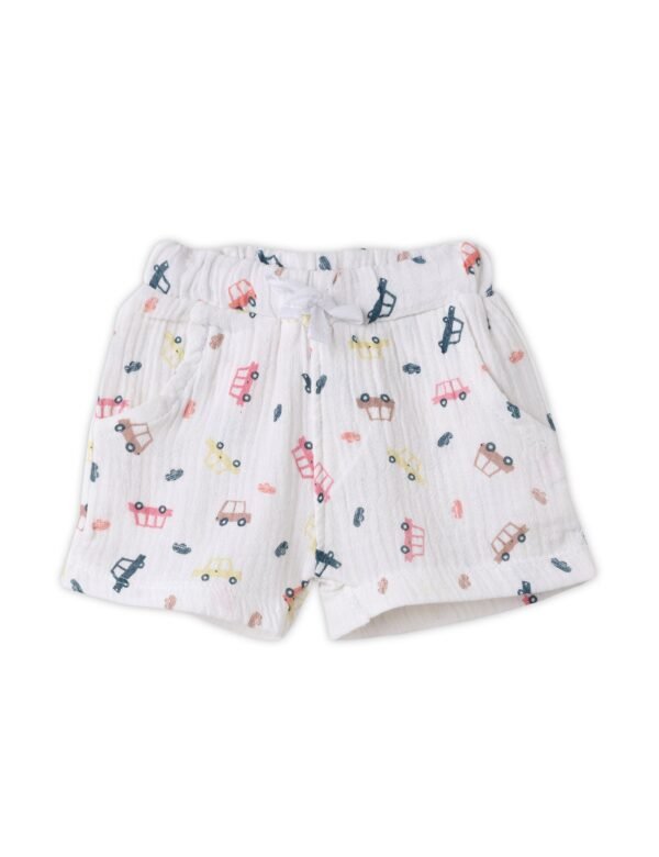 Cars Print Crinkled Cotton Co-ord Set Blue