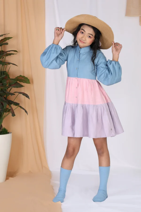 Mulyo Kids Catmint Color Block Dress (3-4 Years)