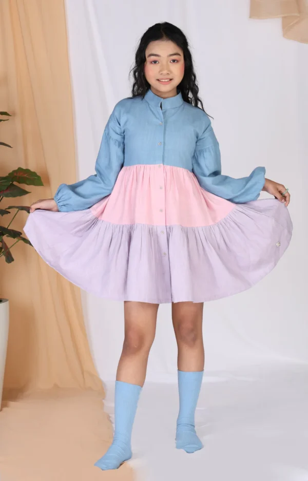 Mulyo Kids Catmint Color Block Dress (3-4 Years)