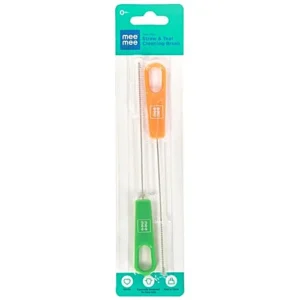 Mee Mee Straw & Teat Cleaning Brush - Green & Orange, 1 pc