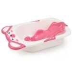 LuvLap Bubble Baby Bathtub (White & Pink)