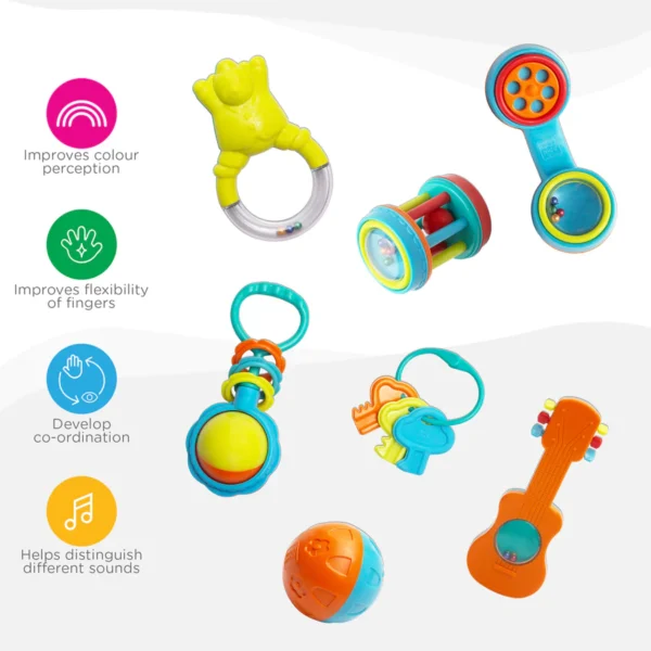 Mee Mee Baby Sensory Rattle Toy for Developing Motor Skills and Coordination